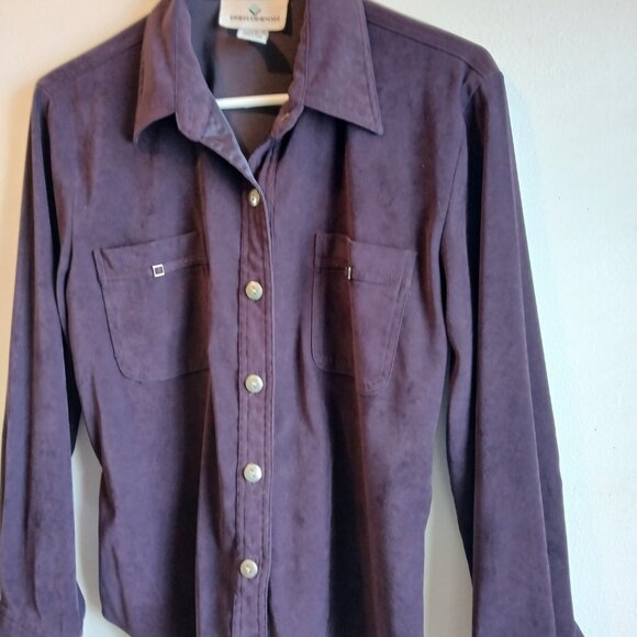 Erin London Shirt, long sleeve, button down in Purple Small - Picture 5 of 7